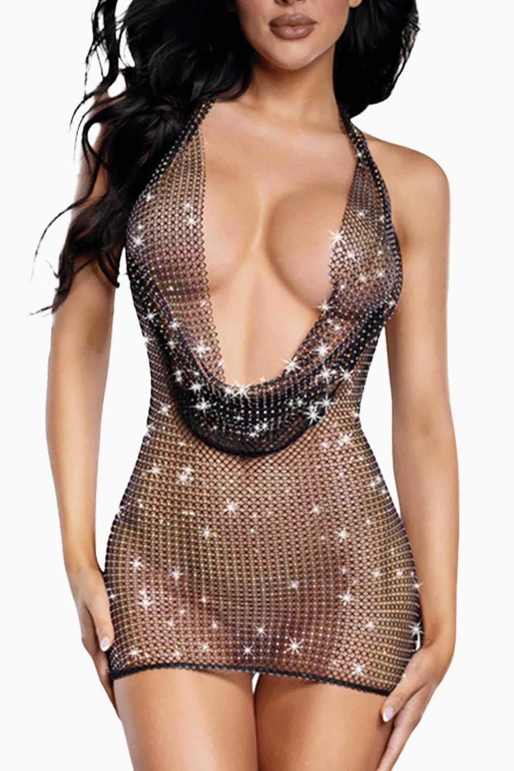 SHINE BRIGHT | Mini Vestido con Escote Drapeado