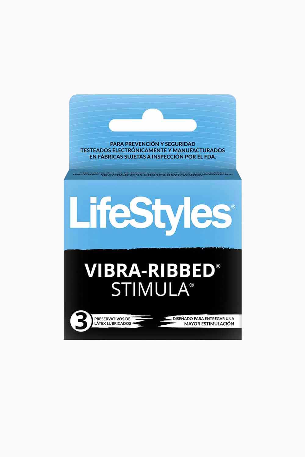 VIBRA RIBBED STIMULA | Condones LifeStyles con Textura x3
