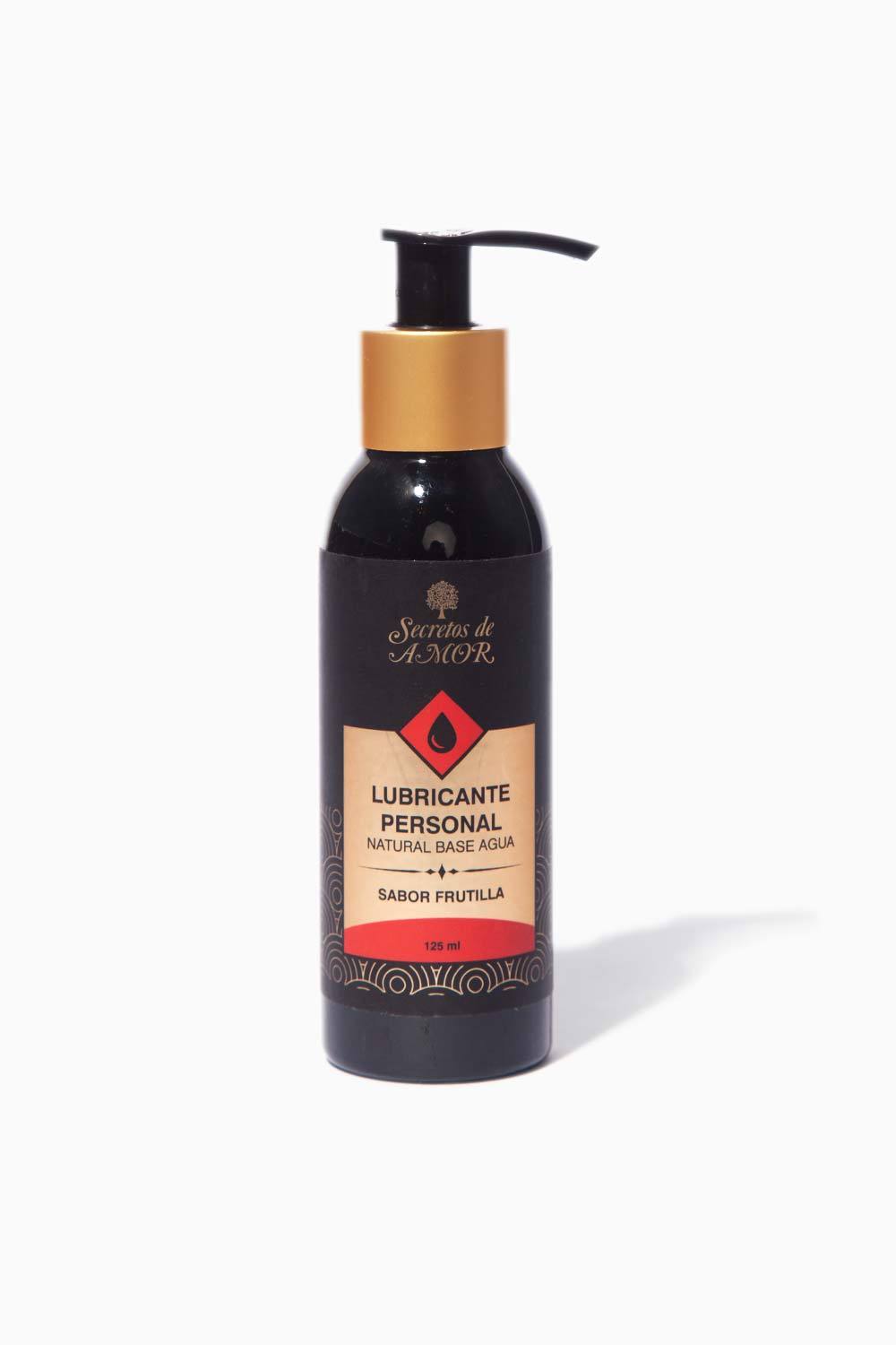 Lubricante comestible sabor frutilla de 125 ml, base agua y fórmula natural sin parabenos