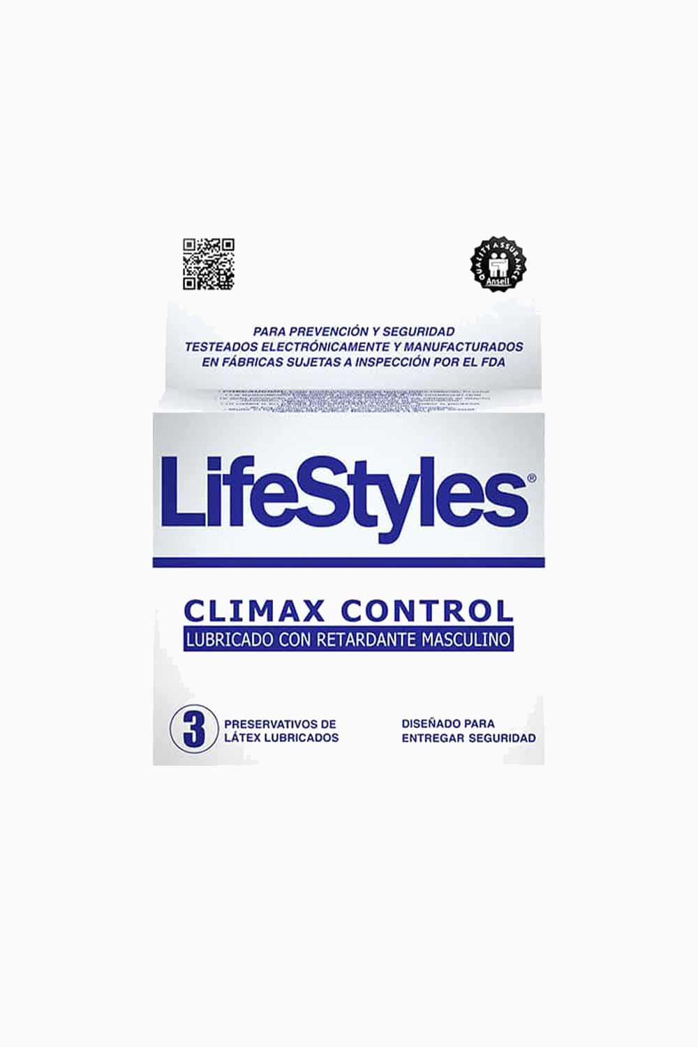 CLIMAX CONTROL | Condones con Retardante Lifestyles x3