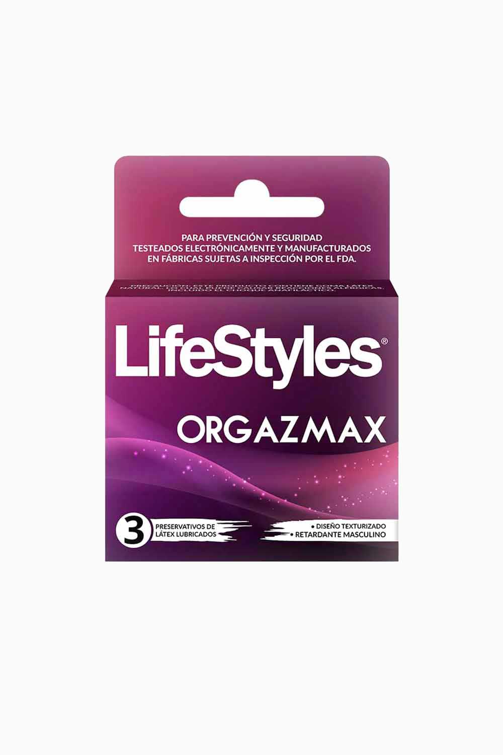 ORGAZMAX | Condones con Textura y Retardante Lifestyles x3